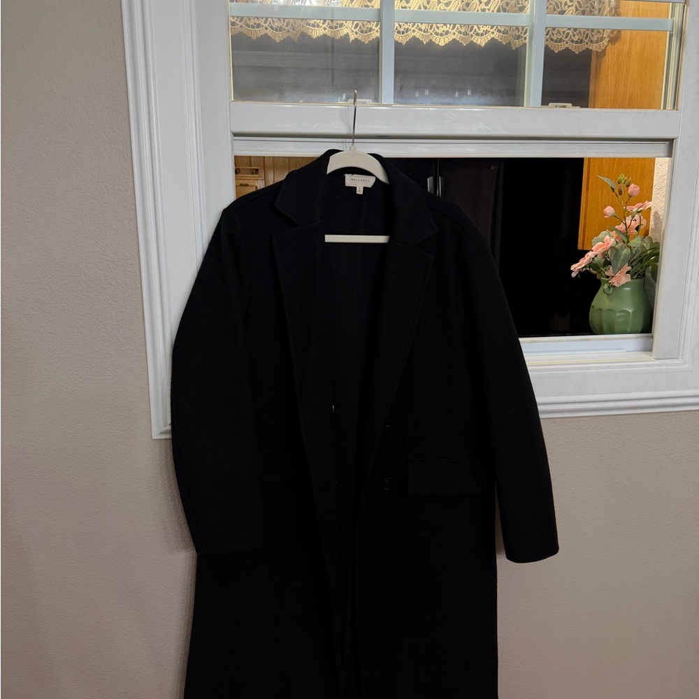 Melloday Elegant Black Overcoat